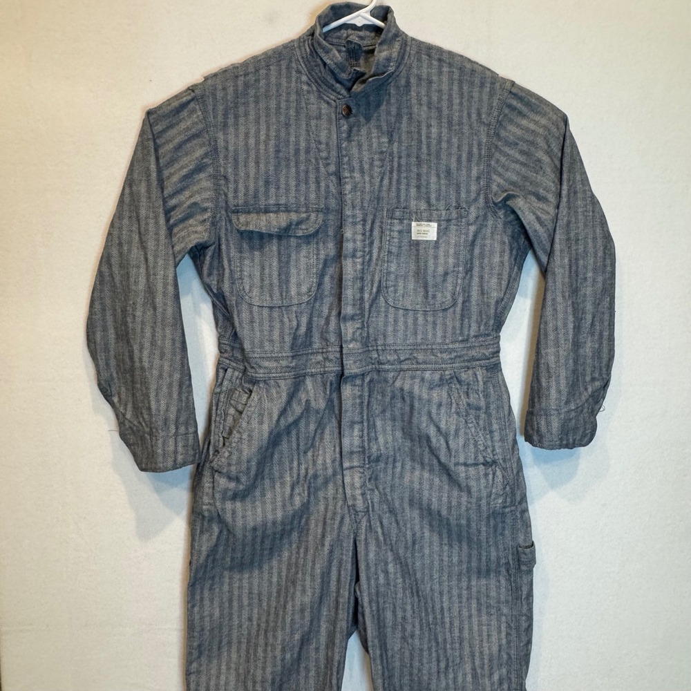 Big Mac JC Penney Vintage Herringbone Cotton Coveralls Blue Workwear 42R‎ P3